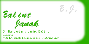 balint janak business card