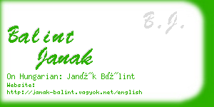 balint janak business card